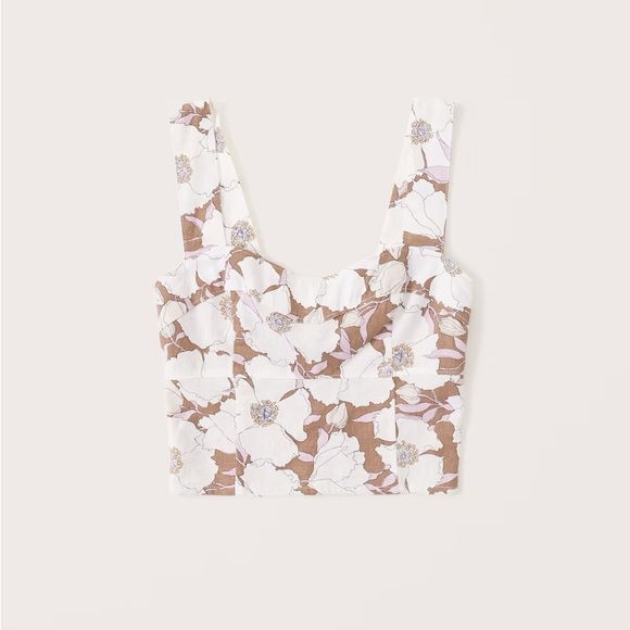 Linen Blend Corset Style Crop Top - Picture 1 of 6